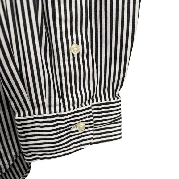 POLO RALPH LAUREN Classic Fit Shirt White Black Stripe Size Large 16.5 - Picture 3 of 5